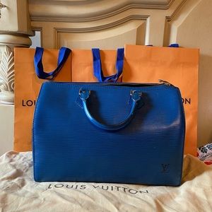 Louis Vuitton speedy 30 in royal blue epi leather